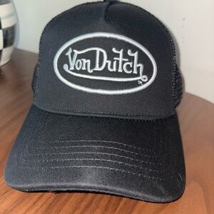 Von Dutch Black and White Logo Cap